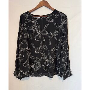 Maurices Black Blouse with White Bow Print